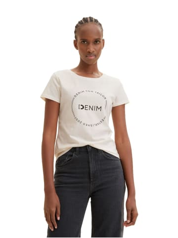 TOM TAILOR Denim T-Shirt ROUND LOGO in Weiß