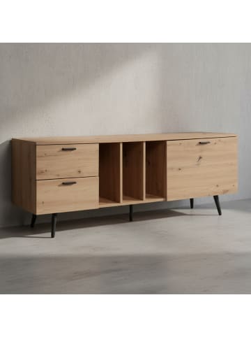 KADIMA DESIGN Lowboard Eiche-Dekor 150x55x40 cm Design TV-Kommode Modern, in Braun