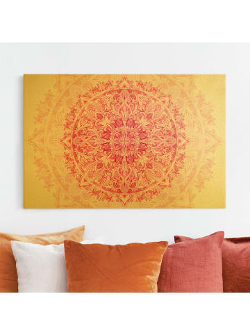 WALLART Leinwandbild Gold - Mandala Aquarell Ornament pink in Pink