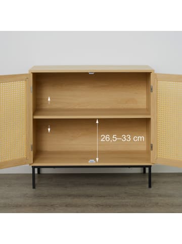 relaxdays Sideboard in Natur/ Schwarz - (B)80 x (H)76 x (T)35 cm