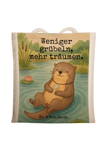 Mr. & Mrs. Panda Tote Bag Otter Muschel Design mit Spruch in Weiß