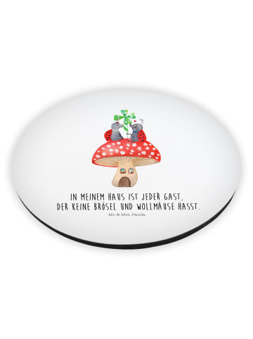 Mr. & Mrs. Panda Rund Magnet Marienkäfer Fliegenpilz mit Spruch in Weiß