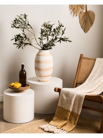 Beliani Blumenvase ZERVATA in Weiß/Beige - (W) 25 x (H) 42 x (L) 25 cm