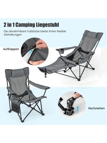 COSTWAY Campingstuhl Verstellbar in Grau