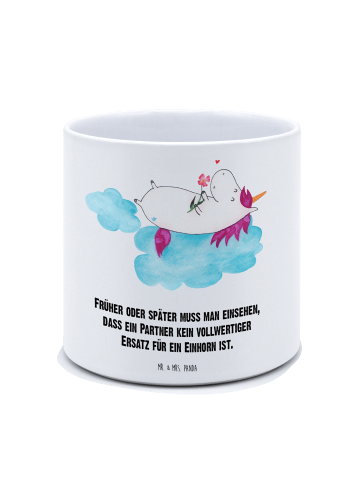 Mr. & Mrs. Panda Blumentopf Einhorn Verliebt mit Spruch in Weiß