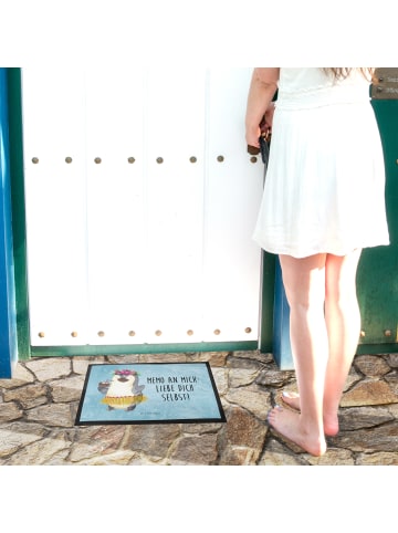 Mr. & Mrs. Panda Fußmatte Pinguin Kokosnuss mit Spruch in Eisblau