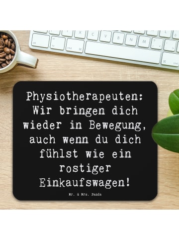 Mr. & Mrs. Panda Mauspad Spruch Physiotherapeut Bewegung mit Spruch in Schwarz