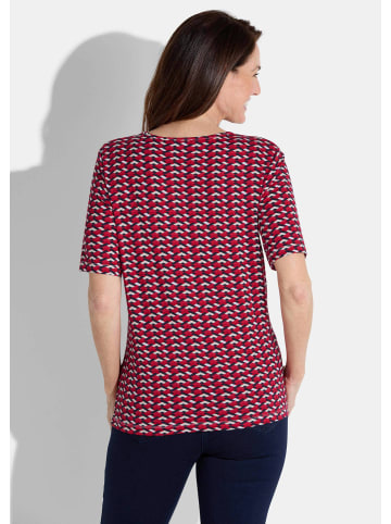 GOLDNER Kurzgröße:  Shirt in rot / marine / weiß / gemustert