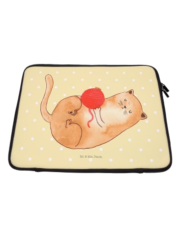 Mr. & Mrs. Panda Notebook Sleeve Katze Wolle ohne Spruch in Gelb Pastell