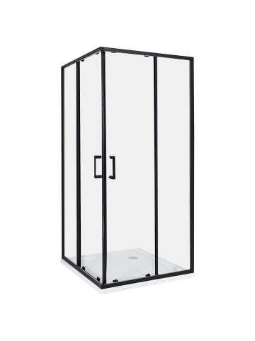 Beliani Duschkabine TELA in Transparent/Schwarz - (W) 90 x (H) 185 x (L) 90 cm