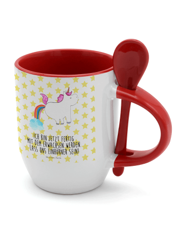 Mr. & Mrs. Panda Tasse mit Löffel Einhorn Pupsen mit Spruch in Weiß