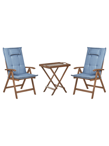 Beliani 5-tlg Bistro Set AMANTEA in Dunkler Holzfarbton/Blau