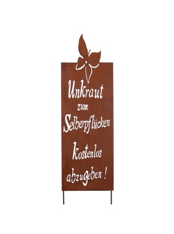 UNUS Gartenschild Rost Unkraut Spruch in Braun
