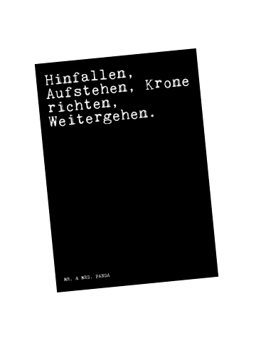 Mr. & Mrs. Panda Grußkarte Hinfallen, Aufstehen, Krone richten,.... in Schwarz