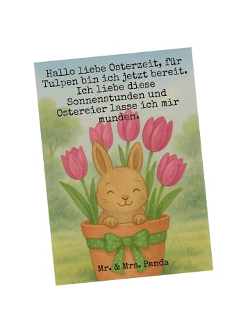 Mr. & Mrs. Panda Grußkarte Hase Tulpen Design mit Spruch in Weiß
