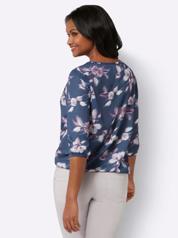 WITT WEIDEN Bluse in marine-rosé-bedruckt