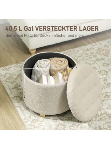 HOMCOM Sitzhocker-Ø45 x 41H cm-Cremeweiß