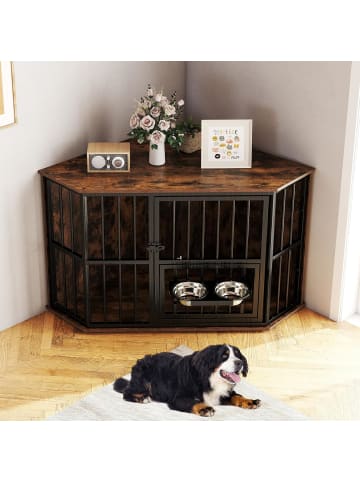 COSTWAY Eck Hundekäfig Möbel in Braun