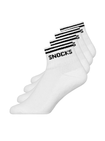 SNOCKS Retro Sneaker Socken aus Bio-Baumwolle Weiß (Streifen) 4 Paar