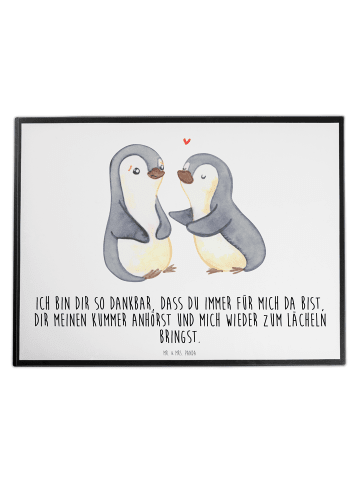 Mr. & Mrs. Panda Schreibtischunterlage Pinguine trösten mit Spruch in Weiß