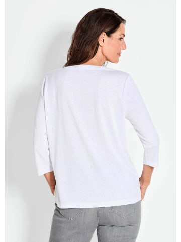 GOLDNER Kurzgröße:  Shirt Modisches 3/4-Arm-Oberteil in weiß