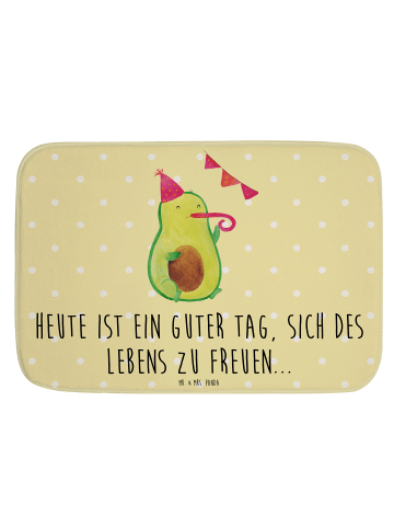 Mr. & Mrs. Panda Badematte Avocado Party mit Spruch in Gelb Pastell