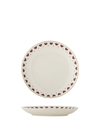 Bloomingville Jolly Teller aus Rote Herzen aus Steingut in rot