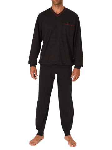 NORMANN Pyjama langarm Bündchen print - 75195 in dunkelgrau