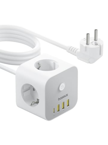 Baseus Baseus PowerCombo 7 in 1 Steckdosenleiste Würfel, 3 AC + 3 x in Weiß