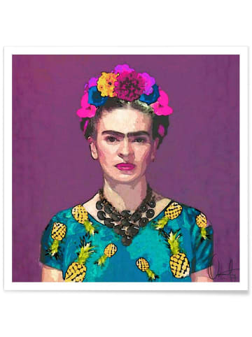 Juniqe Poster "Trendy Frida" in Blau & Rosa