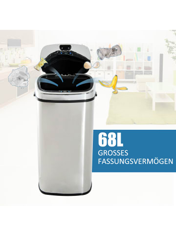 HOMCOM Mülleimer in Silber 40,5L x 29,5B x 78H cm