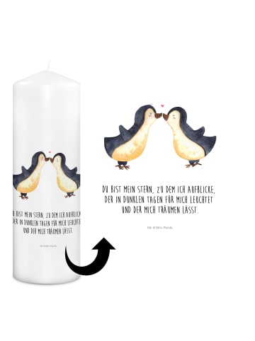 Mr. & Mrs. Panda Kerze Pinguin Liebe mit Spruch in Weiß
