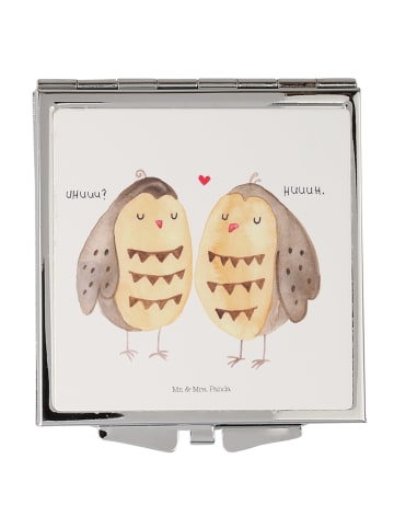 Mr. & Mrs. Panda Kosmetikspiegel Eulen Liebe ohne Spruch in Weiß