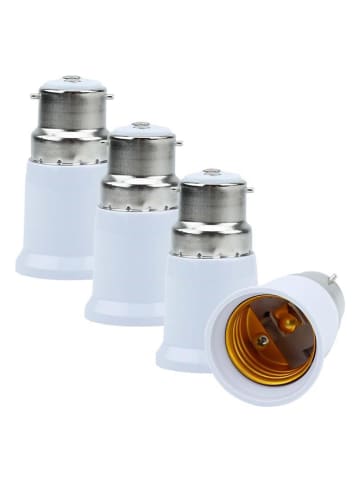 Intirilife 4er Set Lampenadapter B22 auf E27 in WEISS