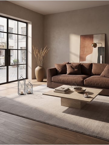 KADIMA DESIGN Hochflorteppich Uni Antirutsch weich wohnlich Wohnzimmer Schlafzimmer in Sand