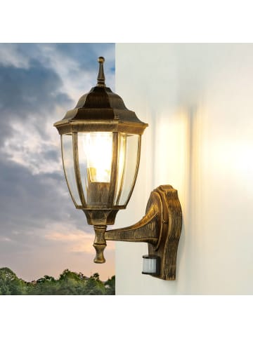 Licht-Erlebnisse Außen Wandlampe EEK F (B)16.5 x (H)38.5 cm in Gold antik
