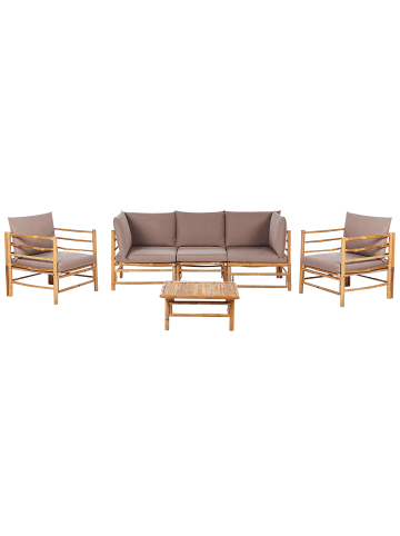 Beliani 5-tlg Sitzgruppe CERRETO in Braun/Beige/Grau