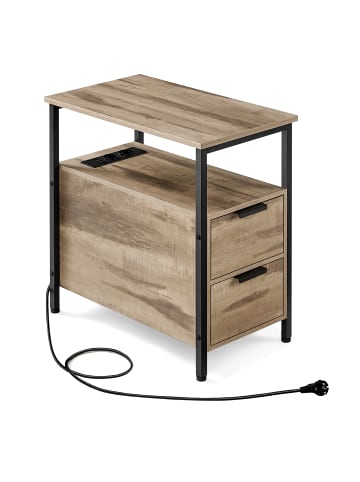 VASAGLE Beistelltisch Barnet in Kamelbraun-Schwarz - (B)60 x (H)61 x (T)30 cm