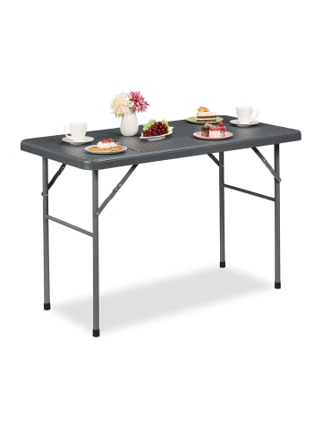 relaxdays Gartentisch in Grau - (B)121,5 x (H)74 x (T)61 cm