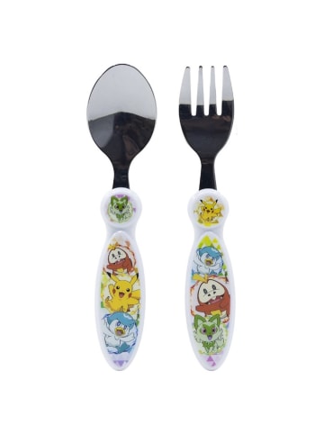 Pokémon Pokemon Kinderbesteck Set 2-teilig – Löffel & Gabel mit Motivgriffen in Weiß