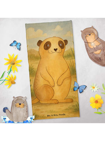 Mr. & Mrs. Panda Duschtuch Erdmännchen Design ohne Spruch in Weiß