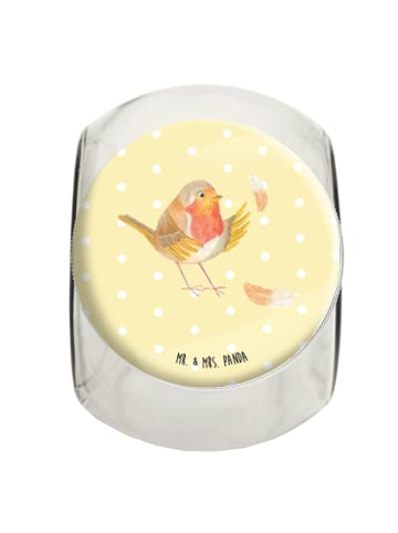 Mr. & Mrs. Panda Vorratsglas Rotkehlchen Federn ohne Spruch in Gelb Pastell