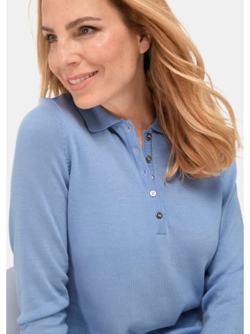 GOLDNER Glattstrickpullover mit Hemdkragen in lavendelblau