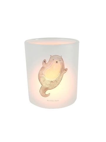 Mr. & Mrs. Panda Teelicht Glas Otter Umarmen ohne Spruch in Transparent