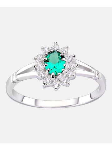 Diamant L'éternel Verlobungsring aus 375 Gelbgold mit Zirkonia mit Smaragd