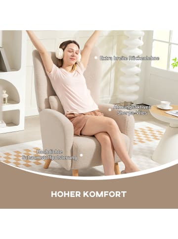 HOMCOM Sessel in Beige 77L x 72B x 106H cm