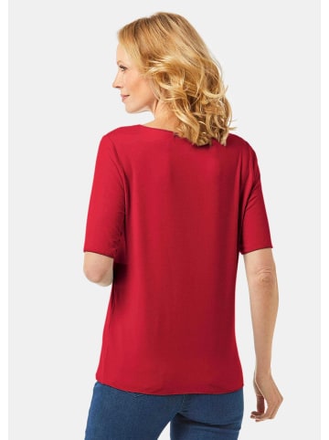 GOLDNER Rundhalsshirt Kombistarkes Halbarmshirt mit tonaler Zierkante in rot