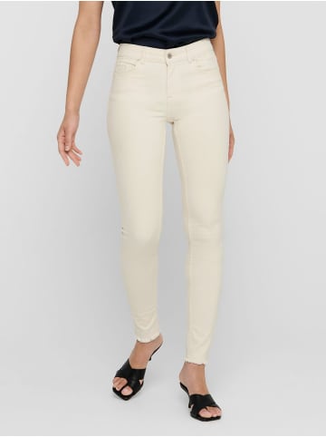 ONLY Skinny Fit Ankle Jeans ONLBLUSH Denim Hose Fransen in Creme