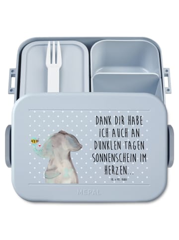 Mr. & Mrs. Panda Bentobox Elefant Biene Motiv mit Spruch in Blau Pastell