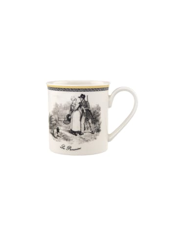 Villeroy & Boch Kaffeebecher Audun Chasse in Weiß-Grau-Gelb 300 ml